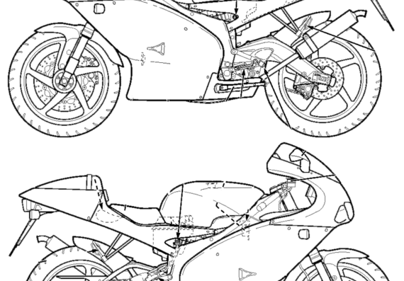 Мотоцикл Aprilia RS 125 - чертежи, габариты, рисунки