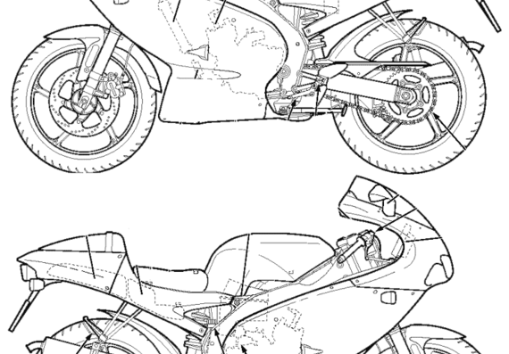 Мотоцикл Aprilia RS 50 - чертежи, габариты, рисунки