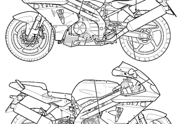 Мотоцикл Aprilia SL Mille - чертежи, габариты, рисунки
