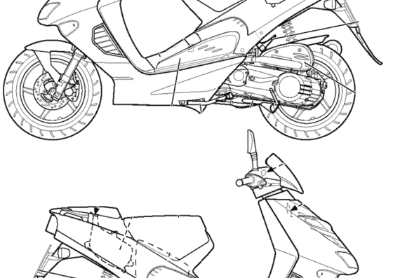 Мотоцикл Aprilia SR 50 - чертежи, габариты, рисунки