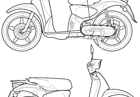 Мотоцикл Aprilia Scarabeo - чертежи, габариты, рисунки