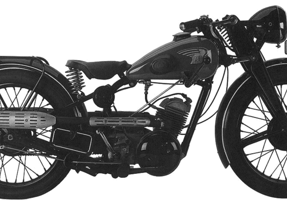 Ardie RZ200 motorcycle (1937) - drawings, dimensions, pictures