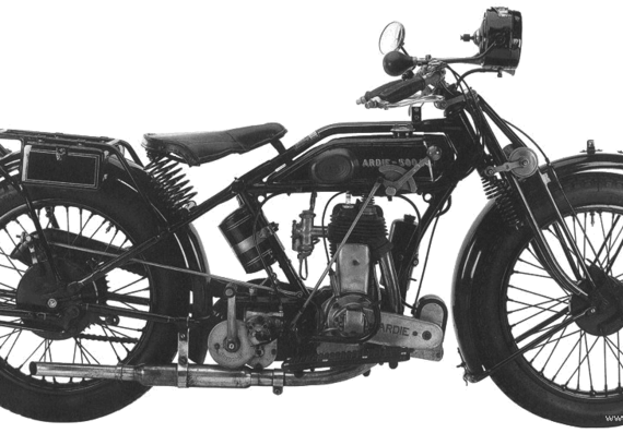 Ardie TM500 motorcycle (1928) - drawings, dimensions, pictures