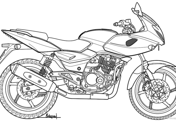 Мотоцикл BAJAJ Pulsar 220 - чертежи, габариты, рисунки