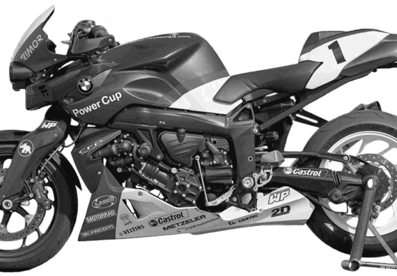 Мотоцикл BMW K1200R PowerCup (2005) - чертежи, габариты, рисунки