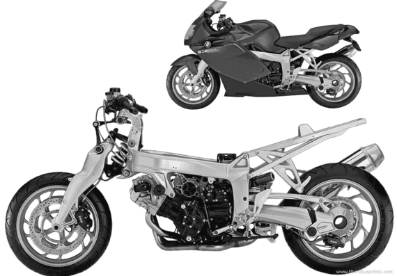 BMW K1200S naked motorcycle (2004) - drawings, dimensions, figures