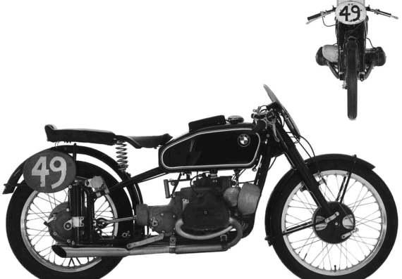 Мотоцикл BMW Kompressor Type255 (1939) - чертежи, габариты, рисунки