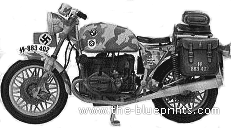 BMW R100S Desert Type motorcycle (1942) - drawings, dimensions, pictures
