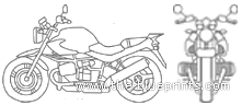 Мотоцикл BMW R1150 R (2005) - чертежи, габариты, рисунки