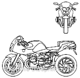 BMW R1200 S motorcycle (2006) - drawings, dimensions, figures
