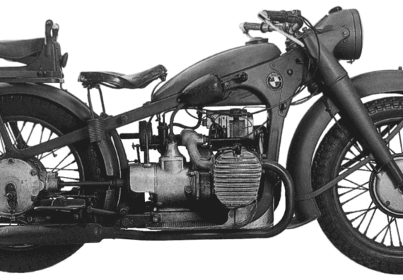 Мотоцикл BMW R12 Army (1938) - чертежи, габариты, рисунки