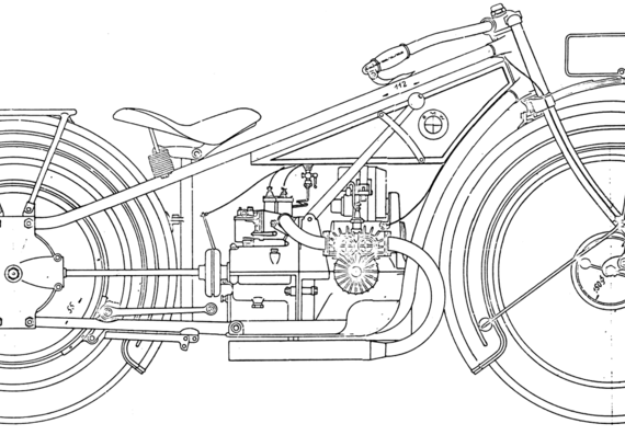Мотоцикл BMW R32 - чертежи, габариты, рисунки