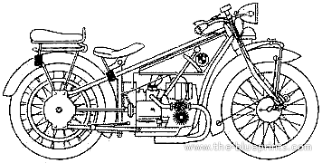 Мотоцикл BMW R32 (1923) - чертежи, габариты, рисунки