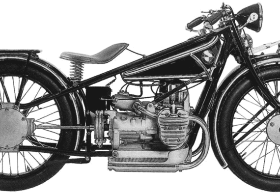 Мотоцикл BMW R42 (1926) - чертежи, габариты, рисунки