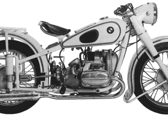 Мотоцикл BMW R51 (1938) - чертежи, габариты, рисунки