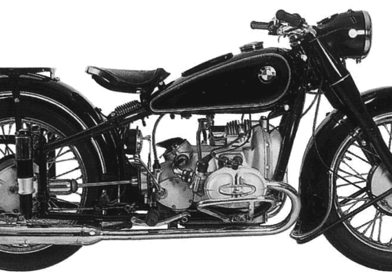 Мотоцикл BMW R51 2 (1950) - чертежи, габариты, рисунки