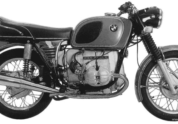 Мотоцикл BMW R60 5 (1972) - чертежи, габариты, рисунки