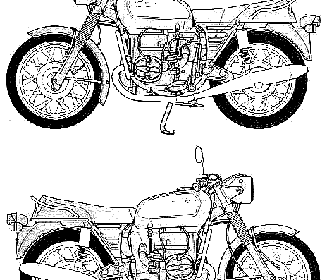 Мотоцикл BMW R75-5 - чертежи, габариты, рисунки