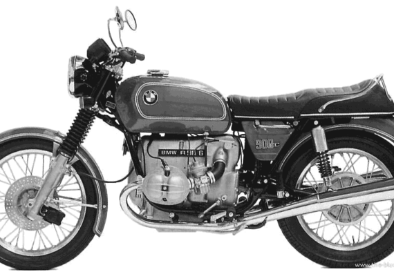 BMW R90 6 motorcycle (1974) - drawings, dimensions, pictures