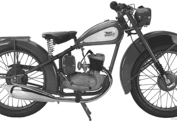 BSA D1 Bantam motorcycle (1949) - drawings, dimensions, figures