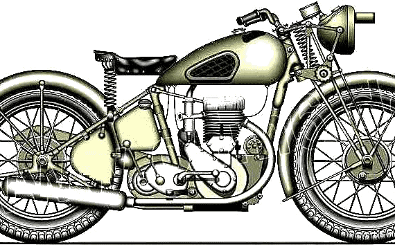 Мотоцикл BSA M-20 (1941) - чертежи, габариты, рисунки
