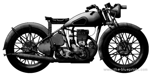 Motorcycle BSA M-20 500cc (1942) - drawings, dimensions, figures