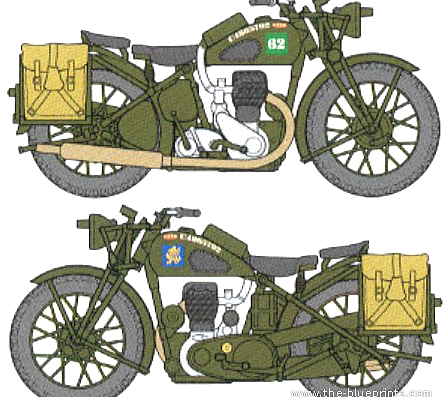 BSA M20 motorcycle (1944) - drawings, dimensions, figures