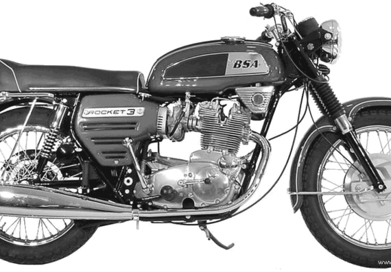 BSA Rocket3 motorcycle (1969) - drawings, dimensions, pictures