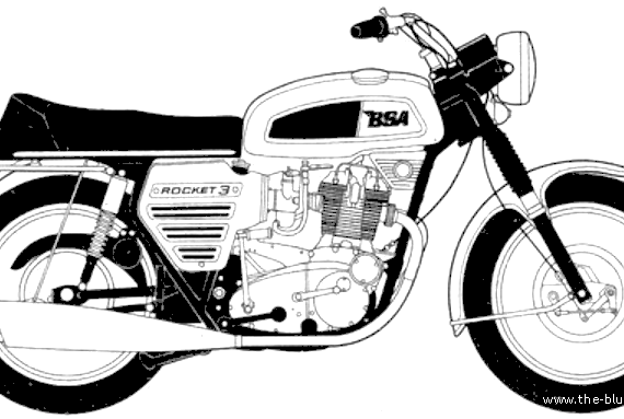 BSA Rocket 3 motorcycle (1970) - drawings, dimensions, pictures