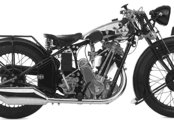 BSA Sloper motorcycle (1930) - drawings, dimensions, pictures