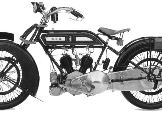 BSA model E motorcycle (1920) - drawings, dimensions, pictures