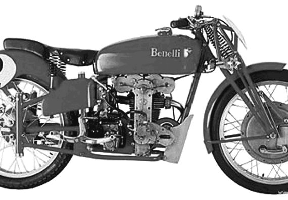 Мотоцикл Benelli 250 (1939) - чертежи, габариты, рисунки
