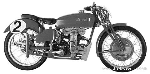 Мотоцикл Benelli 250cc (1939) - чертежи, габариты, рисунки