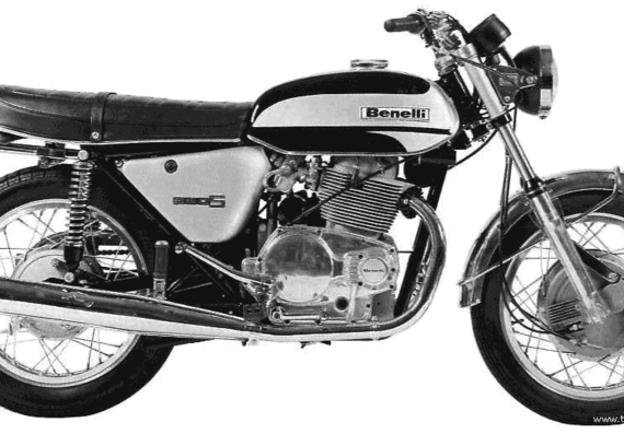 Мотоцикл Benelli 650S Tornado (1973) - чертежи, габариты, рисунки