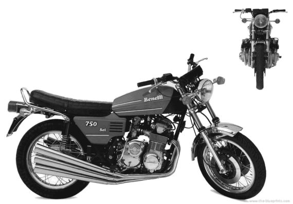 Мотоцикл Benelli Sei 750 (1976) - чертежи, габариты, рисунки