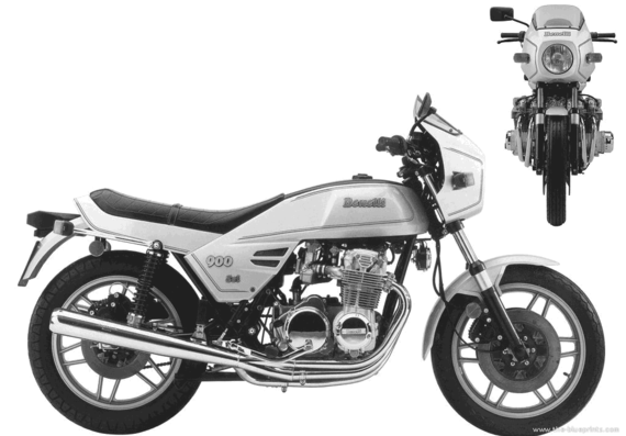 Мотоцикл Benelli Sei 900 (1984) - чертежи, габариты, рисунки
