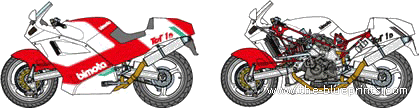 Bimota Tesi 1D 906 SR motorcycle (2007) - drawings, dimensions, figures