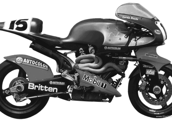 Мотоцикл Britten V1000 (1995) - чертежи, габариты, рисунки