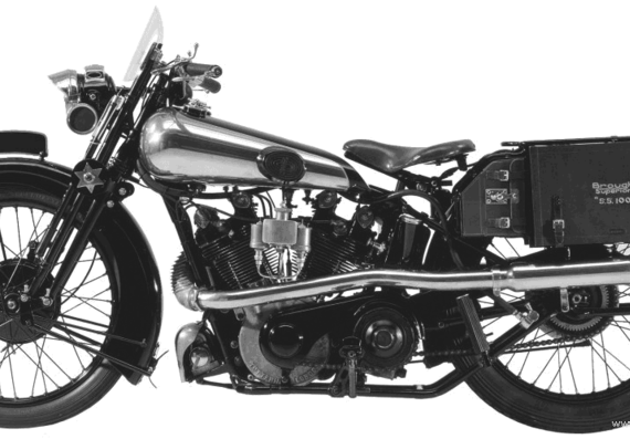 Мотоцикл Brough Superior SS100 (1926) - чертежи, габариты, рисунки