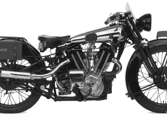 Мотоцикл Brough Superior SS100 (1930) - чертежи, габариты, рисунки