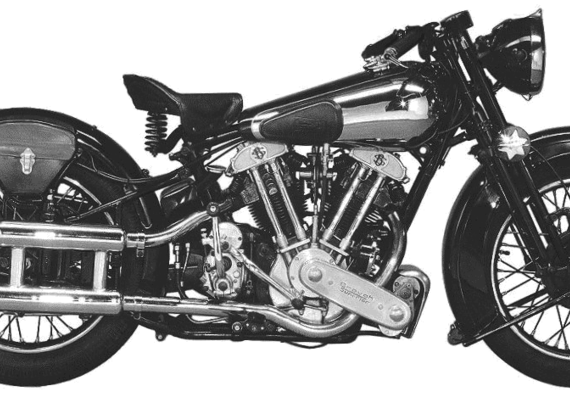 Мотоцикл Brough Superior SS100 (1938) - чертежи, габариты, рисунки
