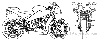 Мотоцикл Buell Firebolt XB9R (2007) - чертежи, габариты, рисунки