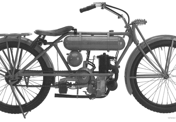 Cleveland Light motorcycle (1917) - drawings, dimensions, pictures