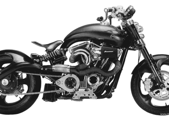 Мотоцикл Confederate F113 Hellcat (2006) - чертежи, габариты, рисунки