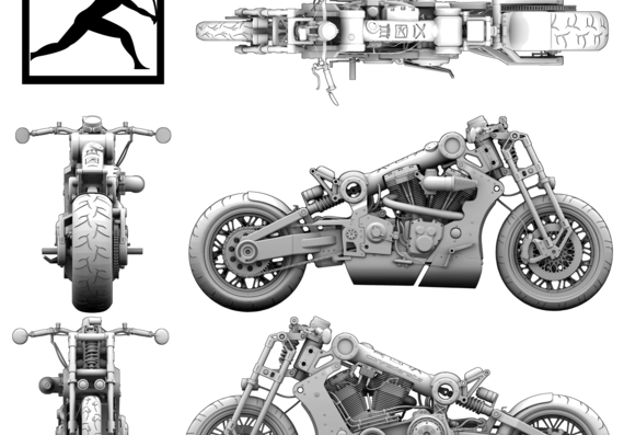 Мотоцикл Confederate P120 - чертежи, габариты, рисунки
