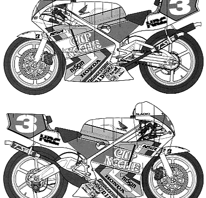 Мотоцикл Cup Noodle Honda NSR250 - чертежи, габариты, рисунки