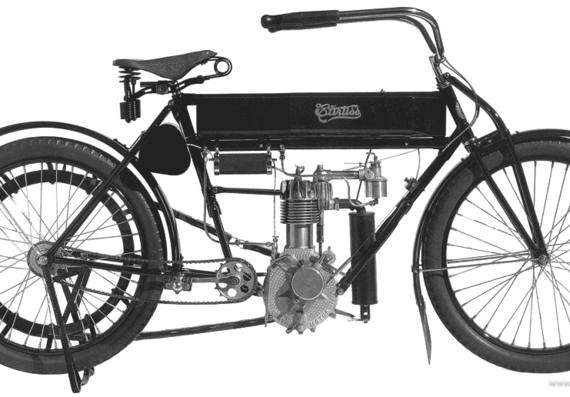 Мотоцикл Curtiss Single (1908) - чертежи, габариты, рисунки