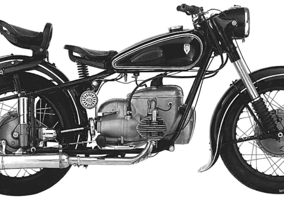 Мотоцикл DKW IFA BK350 (1956) - чертежи, габариты, рисунки