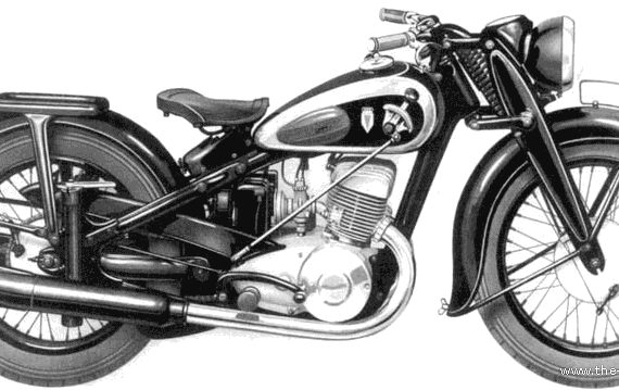 Motorcycle DKW NZ 500 (1939) - drawings, dimensions, pictures