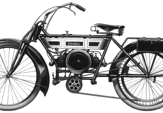 Мотоцикл Douglas (1911) - чертежи, габариты, рисунки